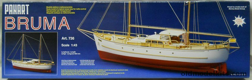 Panart 1/43 Bruma With Running Hardware - 33.8 Inch Long Plank-On-Frame Ship for R/C - (Manuta), 736 plastic model kit